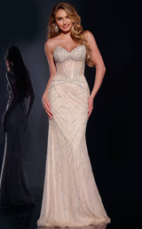 Jovani 42206 Silver/Nude