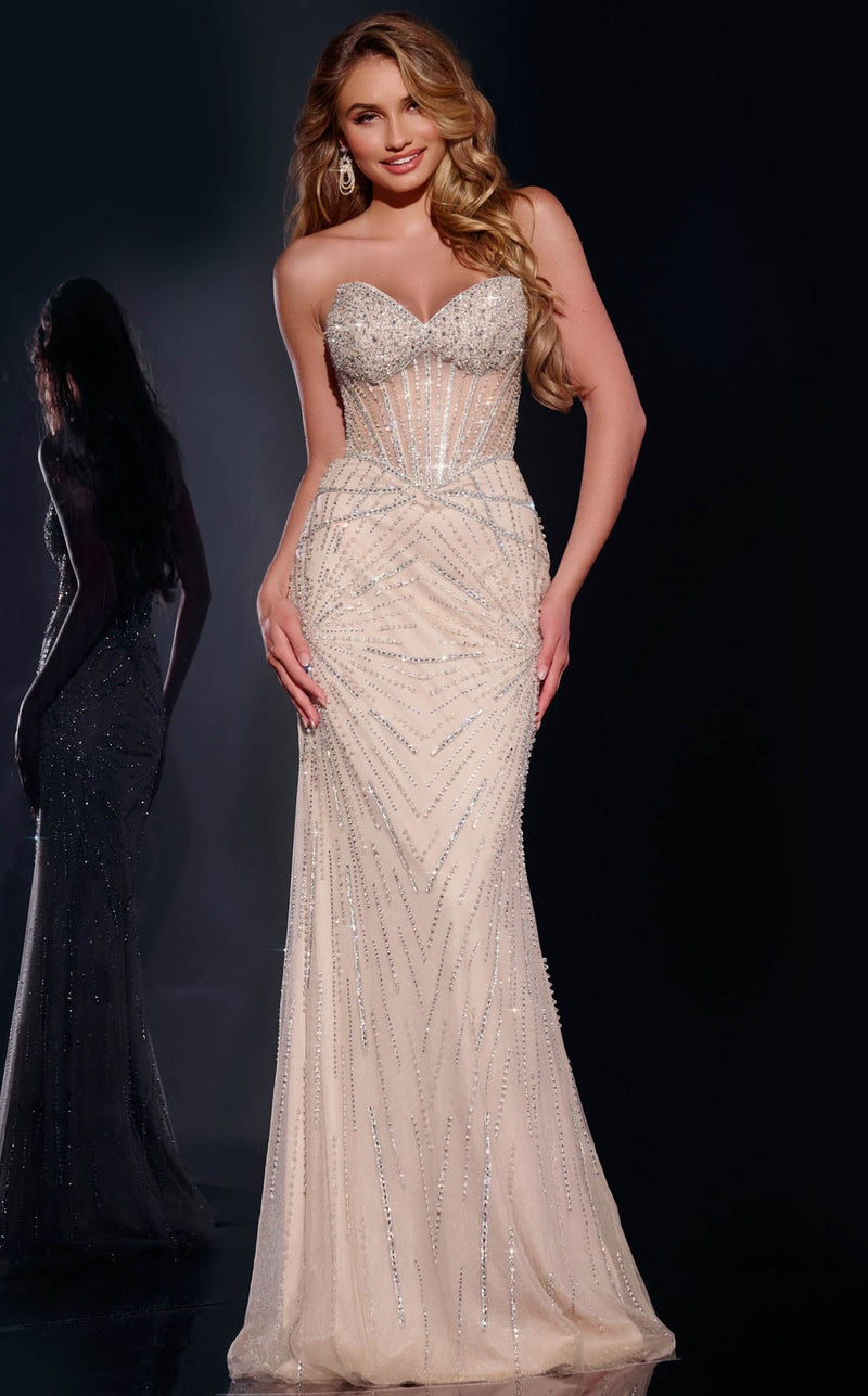 Jovani 42206 Silver/Nude