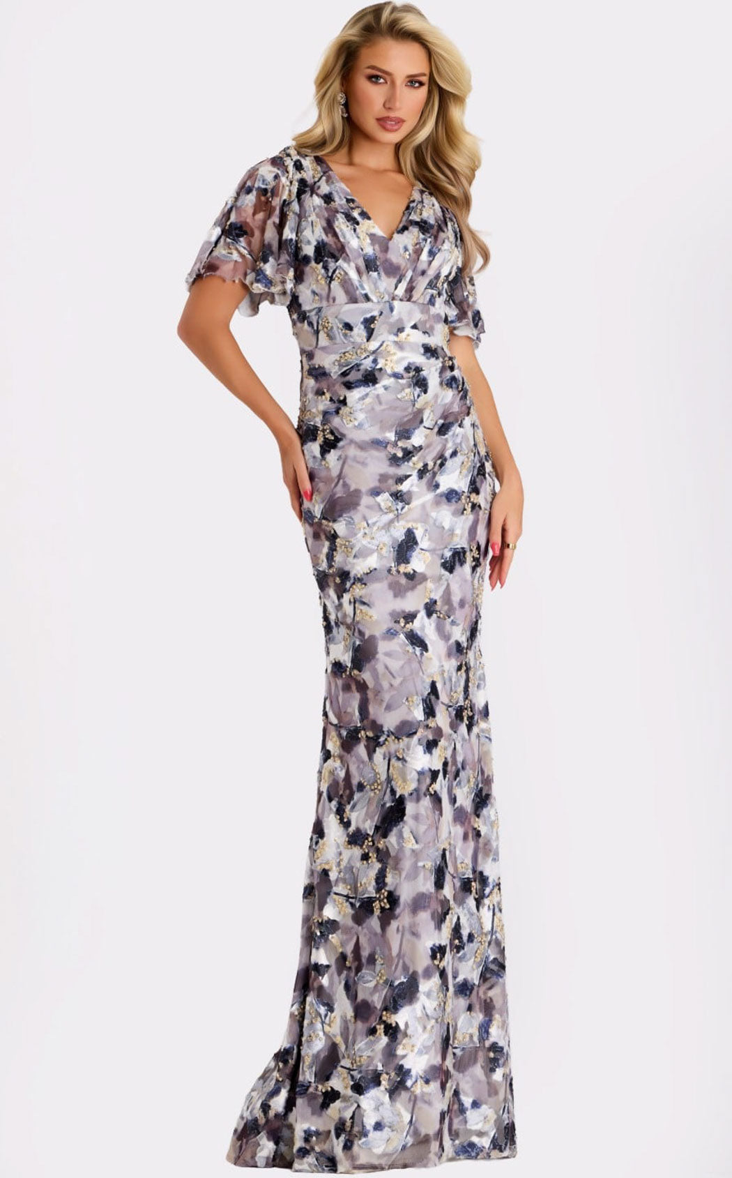 Jovani 43046 Grey-Multi