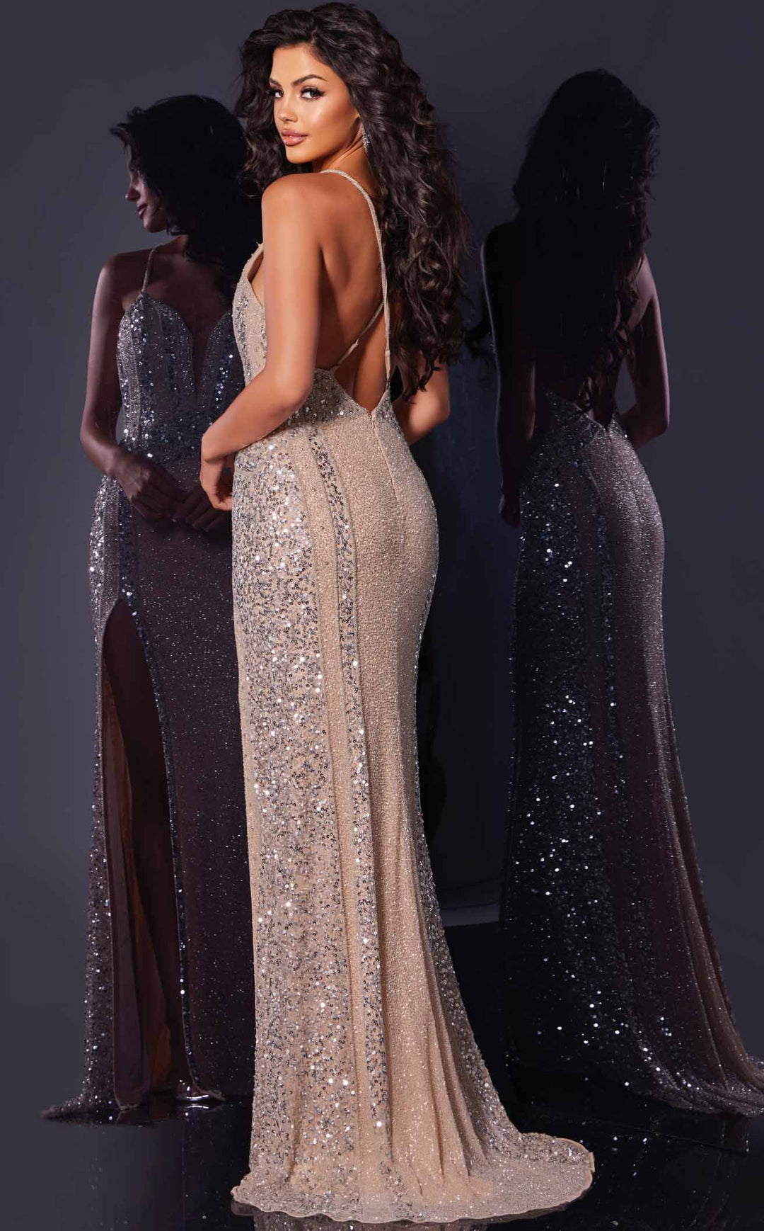 Jovani 43918 Nude/Silver