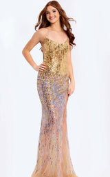 Jovani 44131 Nude-Peacock