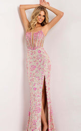Jovani 45774 Silver-Fuchsia