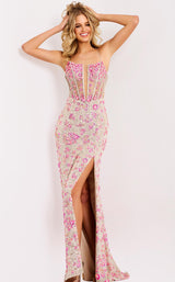 Jovani 45774 Silver-Fuchsia
