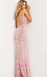 Jovani 45774 Silver-Fuchsia
