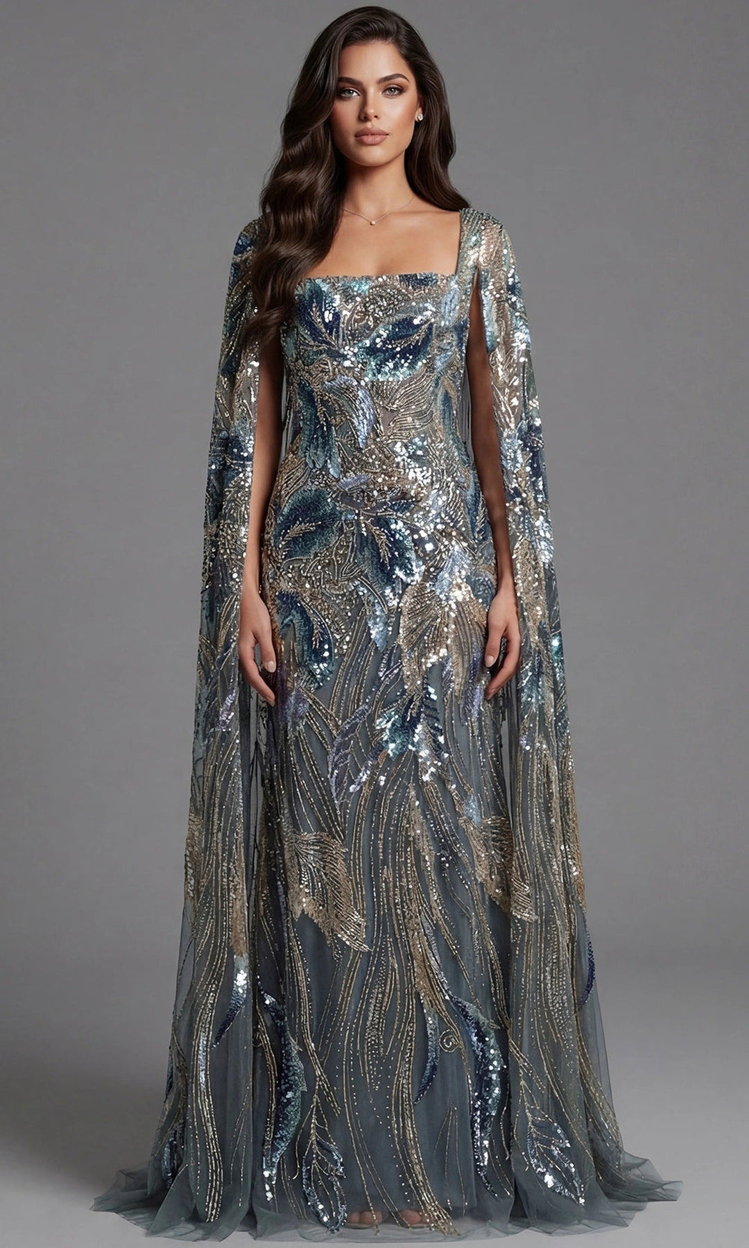 Jovani 45941 Grey-Multi