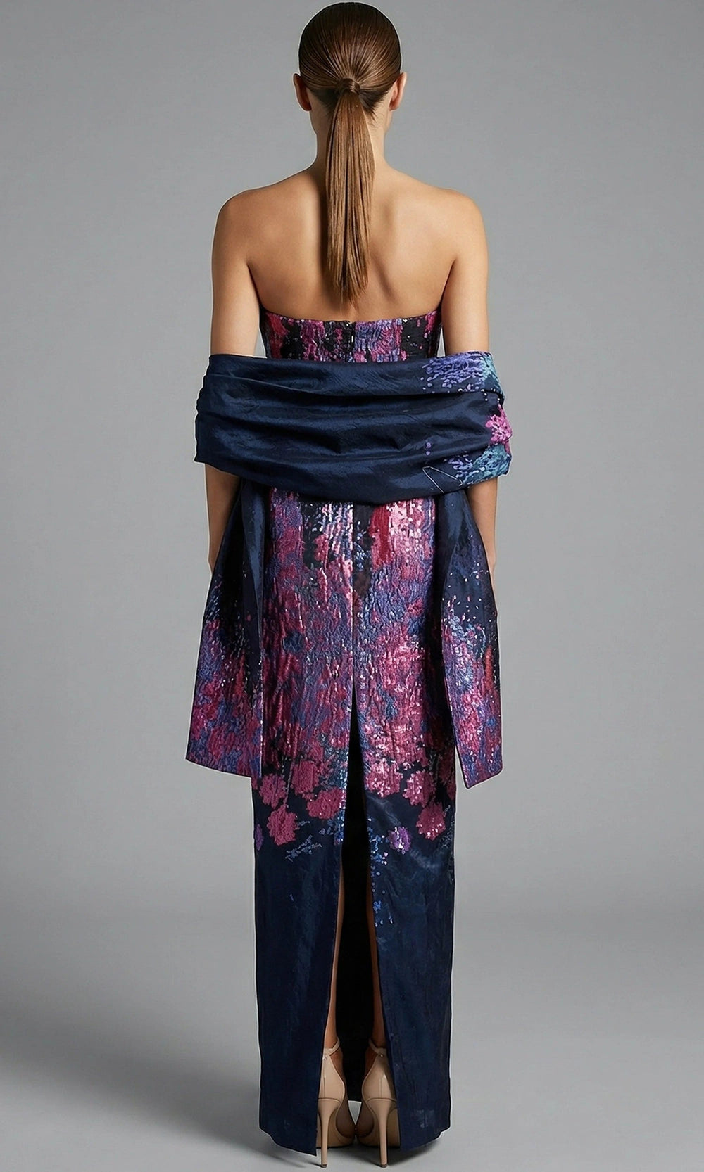 Jovani 46259 Navy-Fuchsia