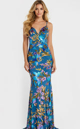 Jovani 47655 Blue-Multi
