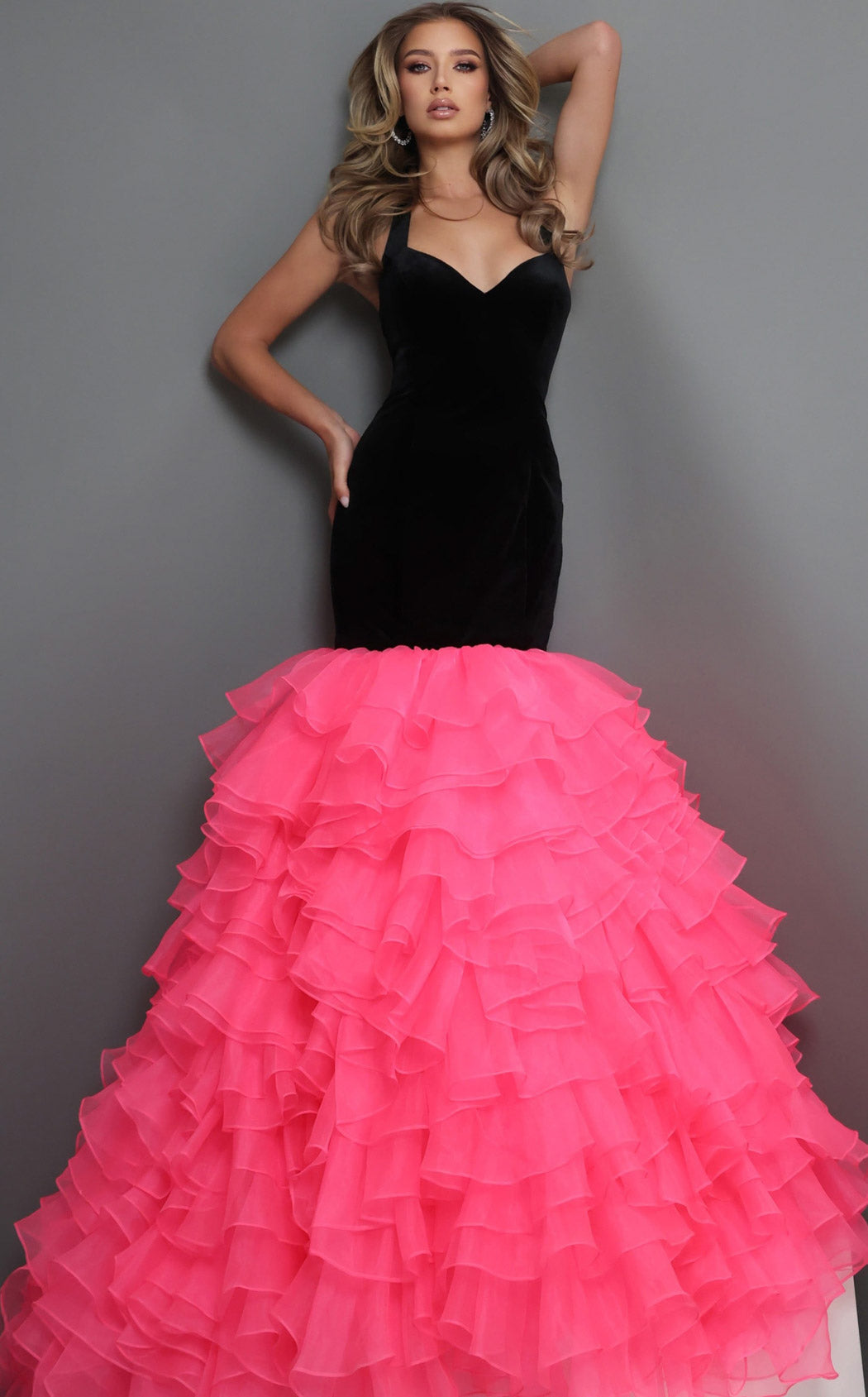 Jovani 48448 Black/Hot-Pink