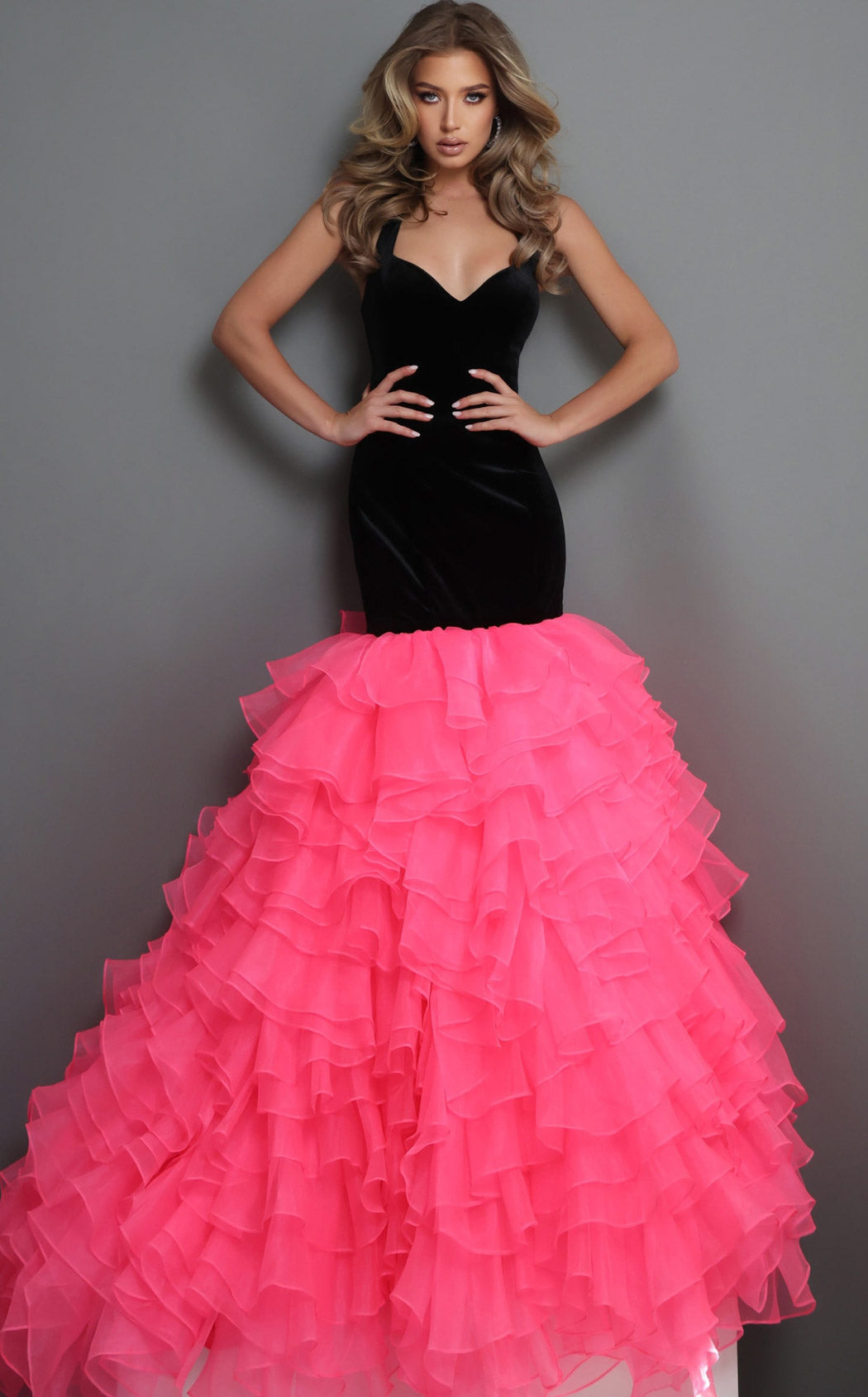 Jovani 48448 Black/Hot-Pink