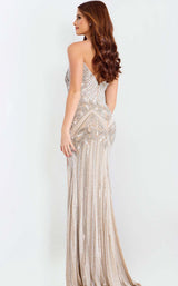 Jovani 49248 Nude-Silver-White