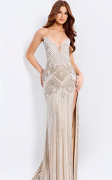 Jovani 49248 Nude-Silver-White