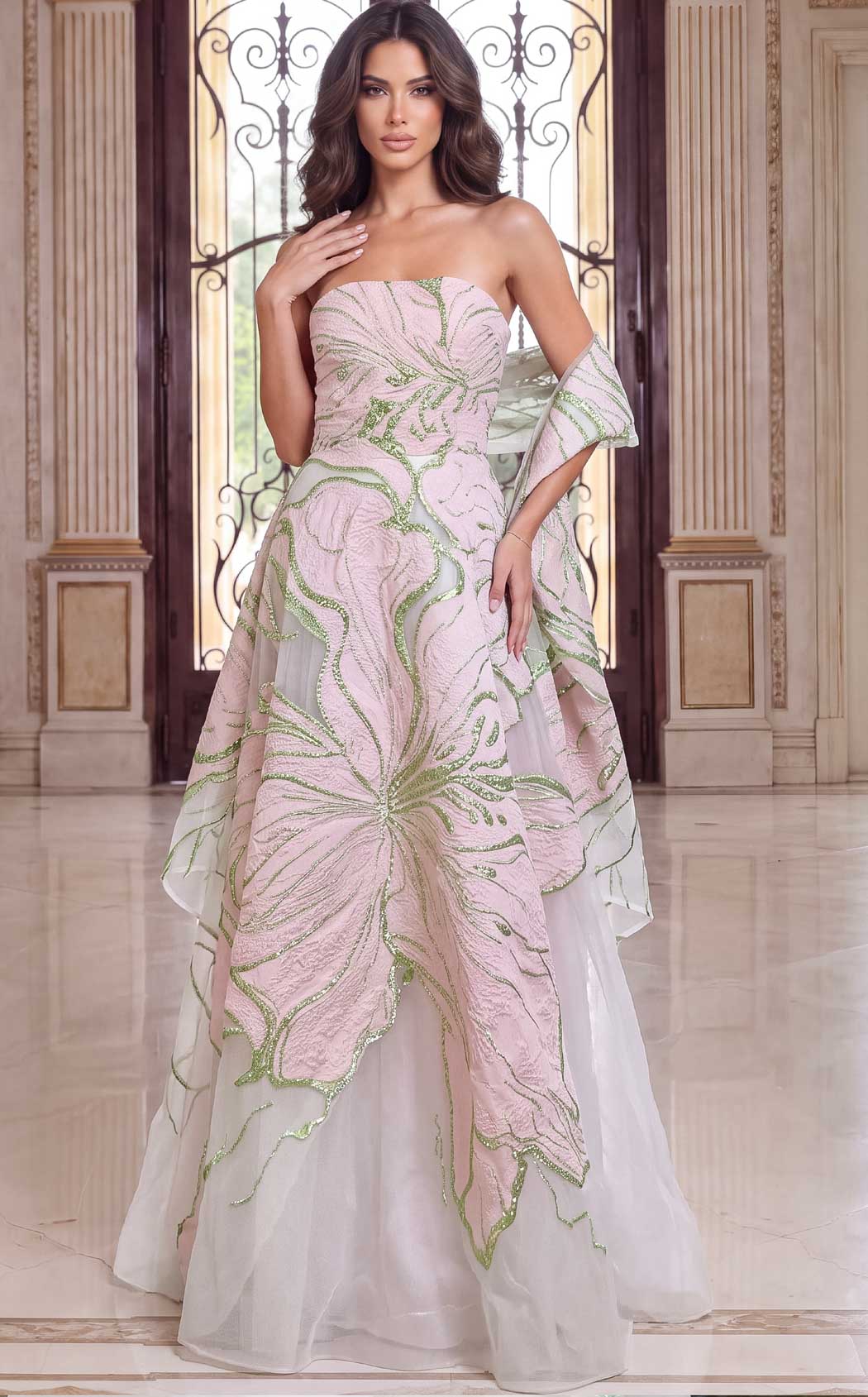 Jovani 49343 Ivory/Pink