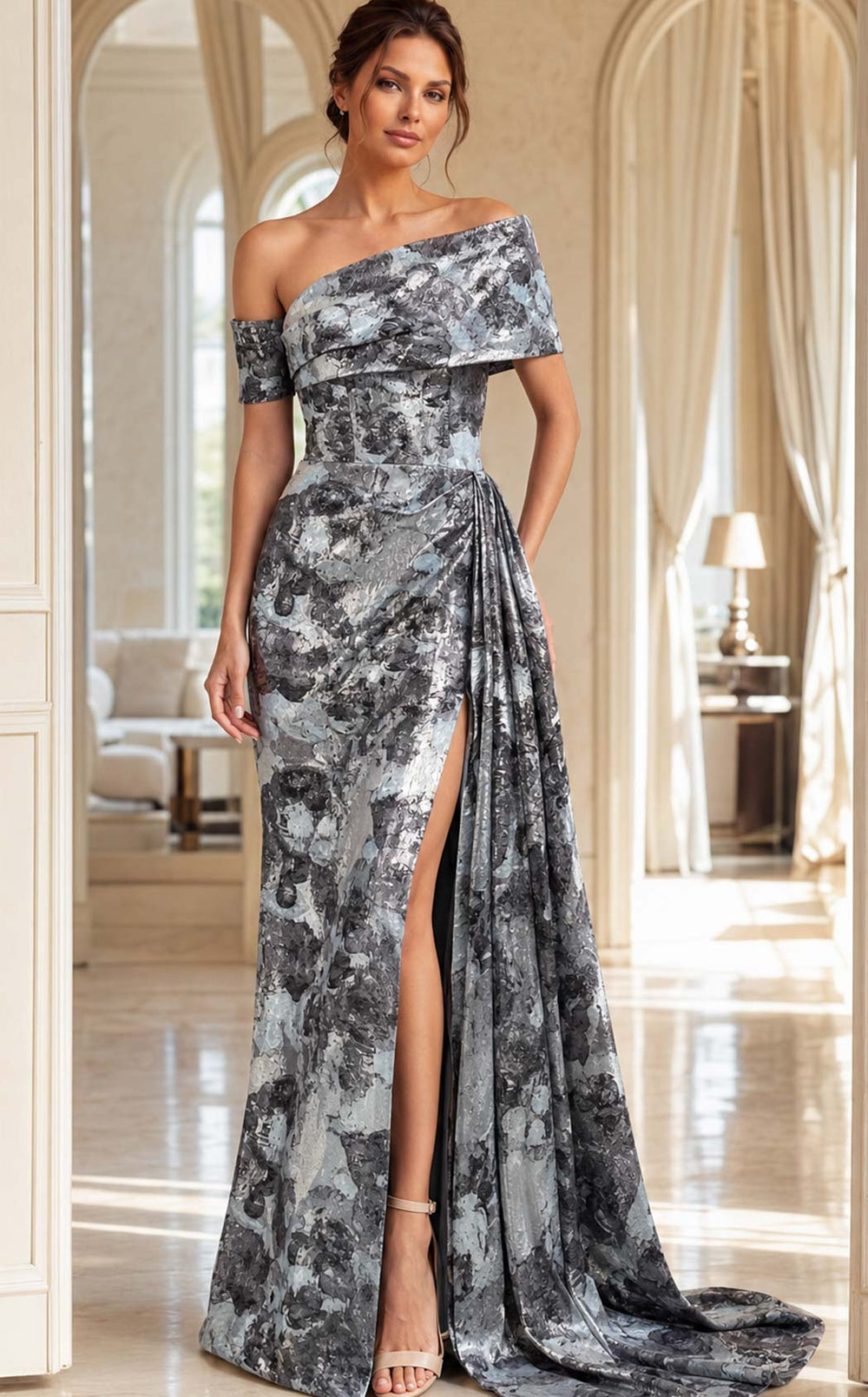 Jovani 49564 Grey-Multi