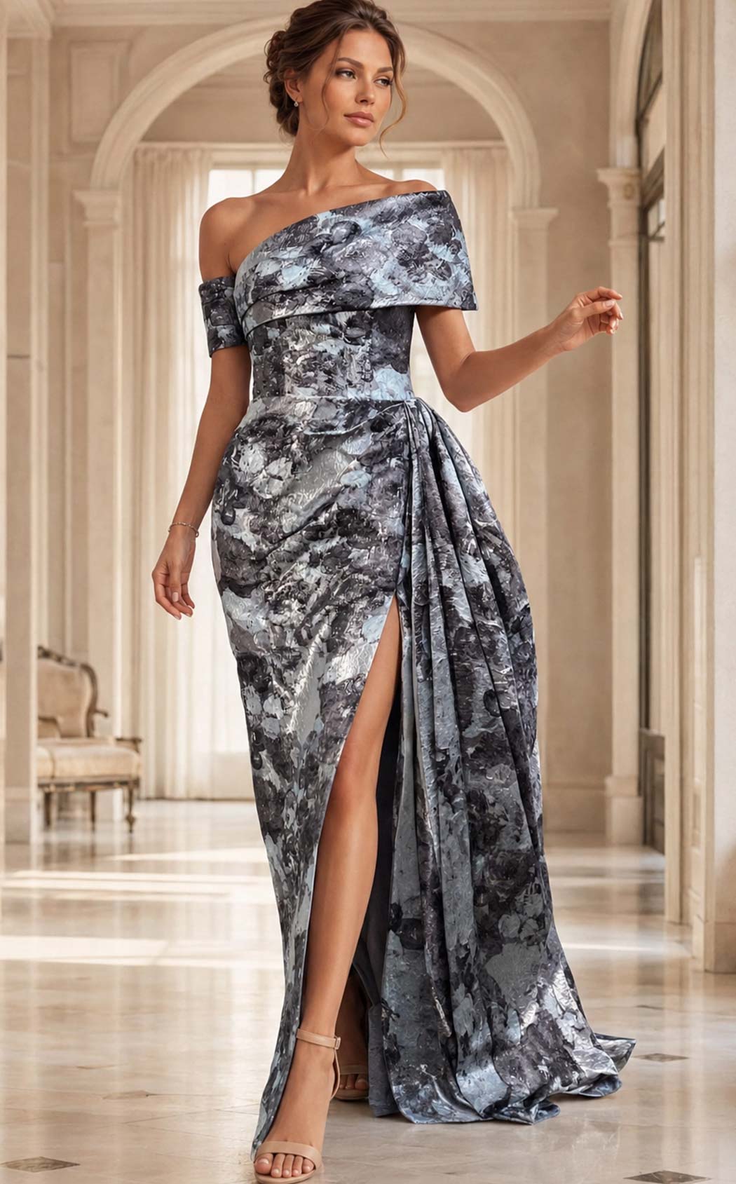 Jovani 49564 Grey-Multi