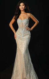 Jovani 49718 Silver/Nude