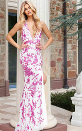 Jovani 49812 White-Pink