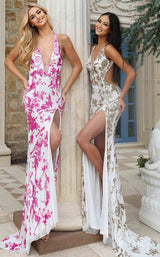 Jovani 49812 White-Pink