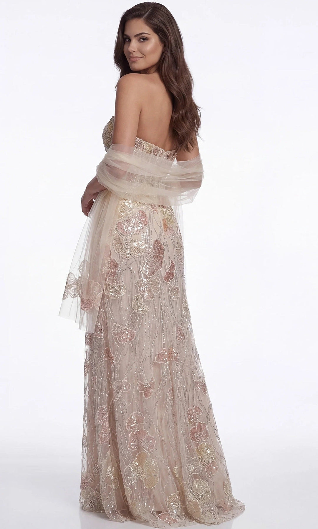Jovani 49882 Peach-Multi