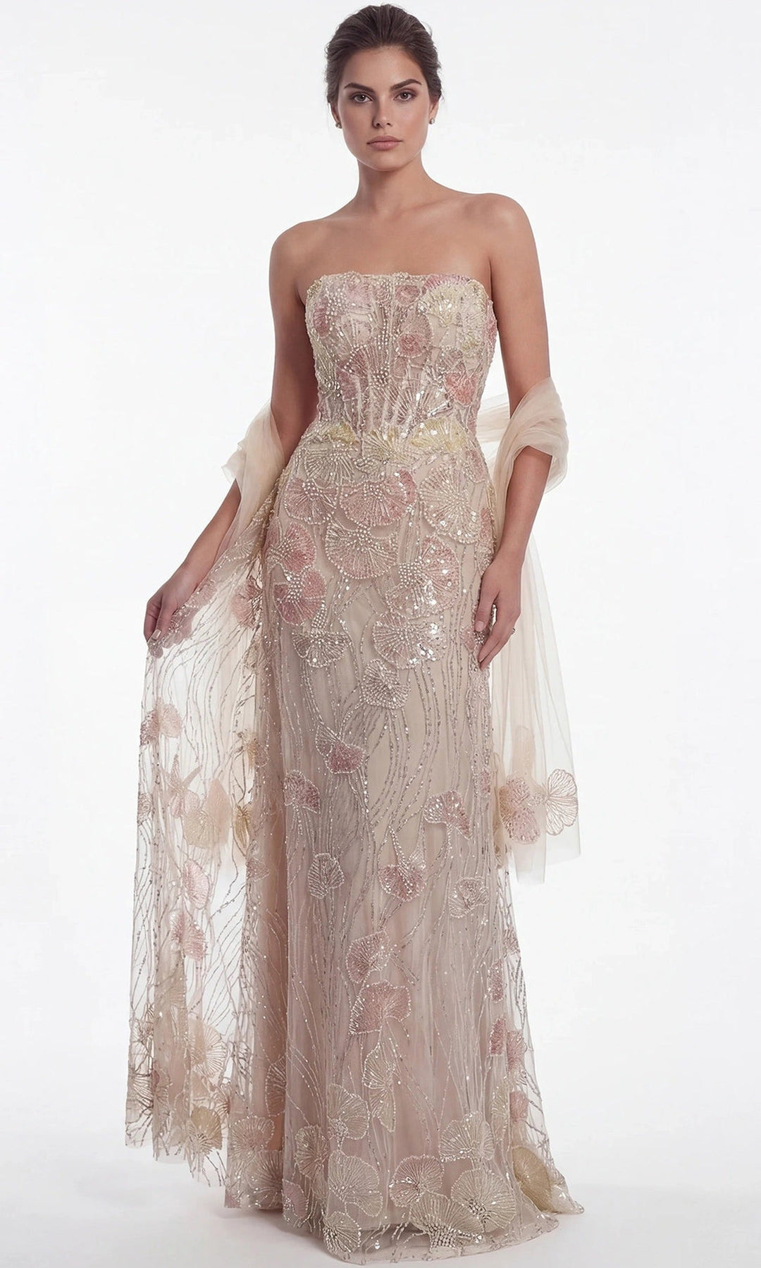Jovani 49882 Peach-Multi
