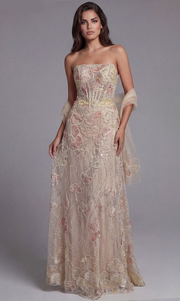 Jovani 49882 Peach-Multi