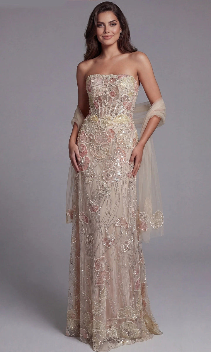 Jovani 49882 Peach-Multi