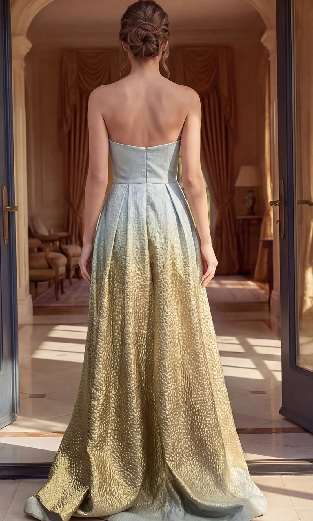 Jovani 49903 Aqua/Gold