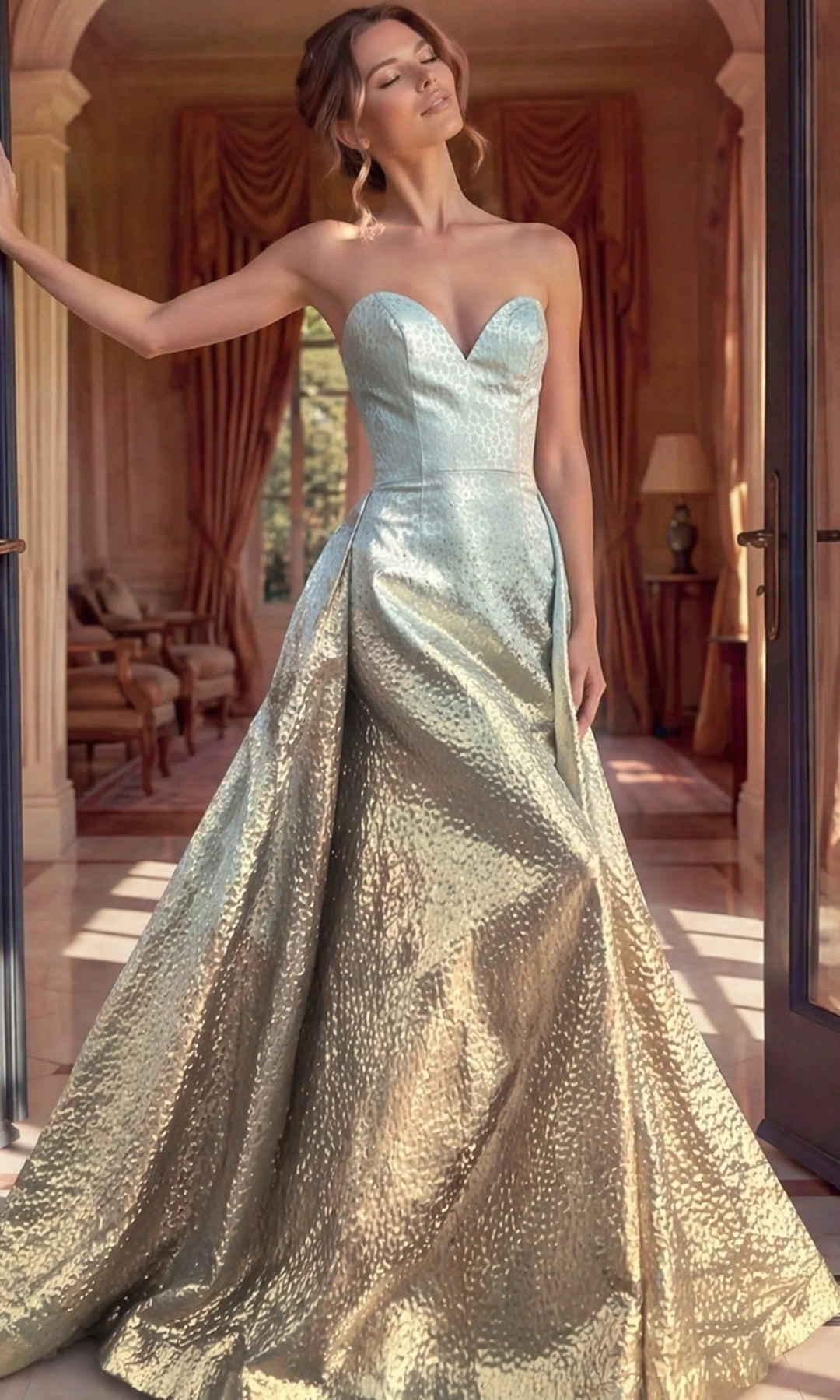 Jovani 49903 Aqua/Gold