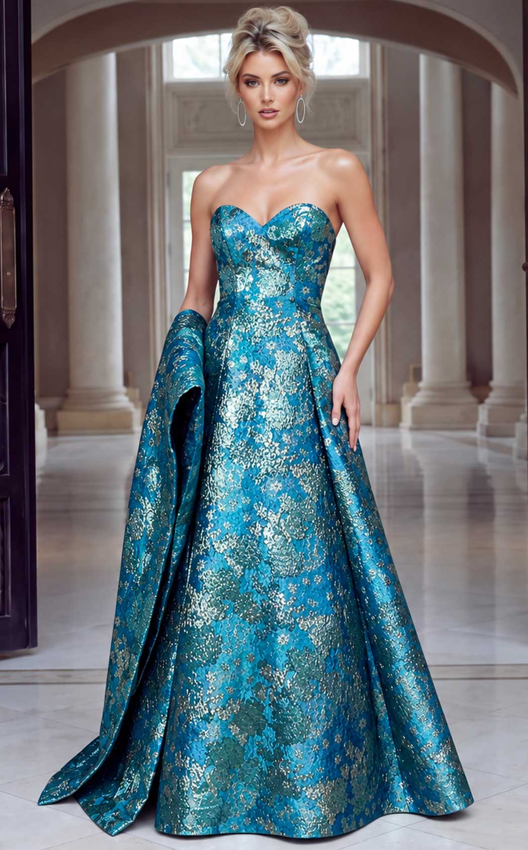 Jovani 51694 Turquoise-Multi
