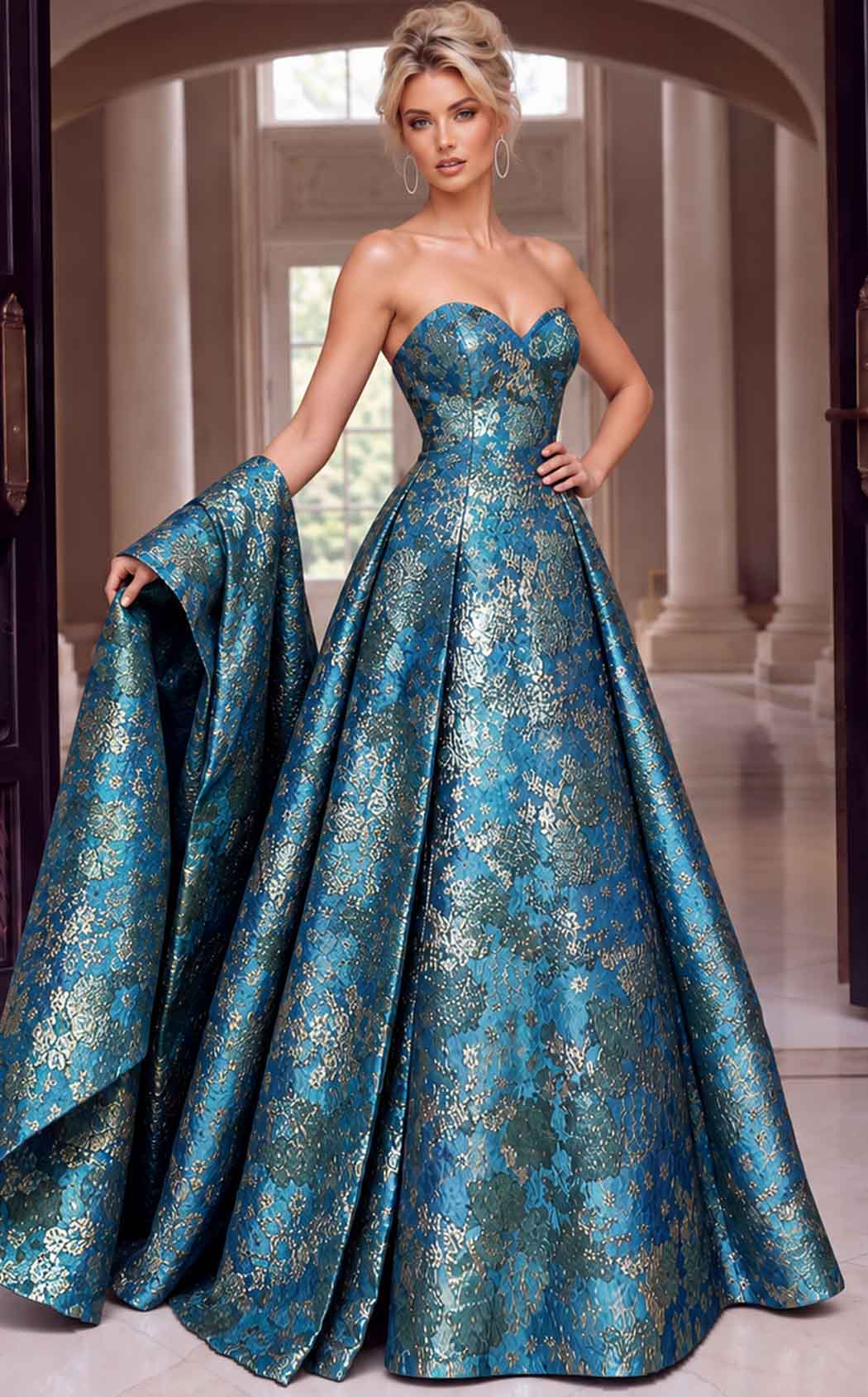 Jovani 51694 Turquoise-Multi