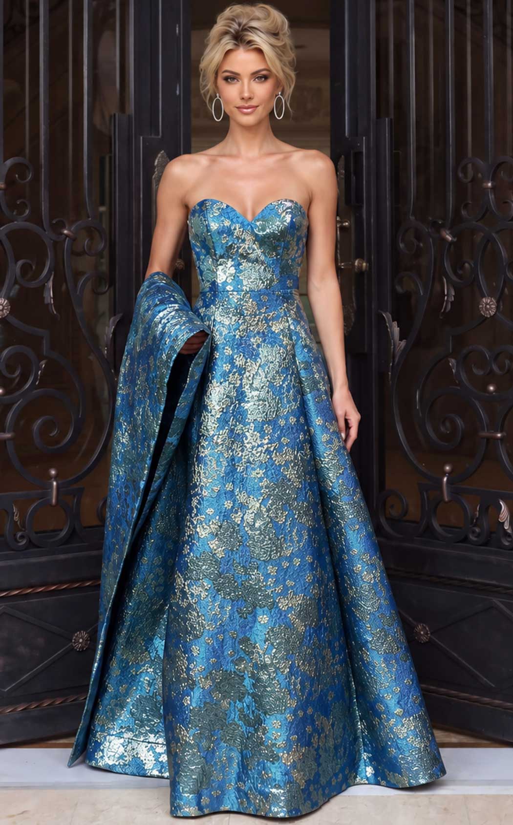 Jovani 51694 Turquoise-Multi
