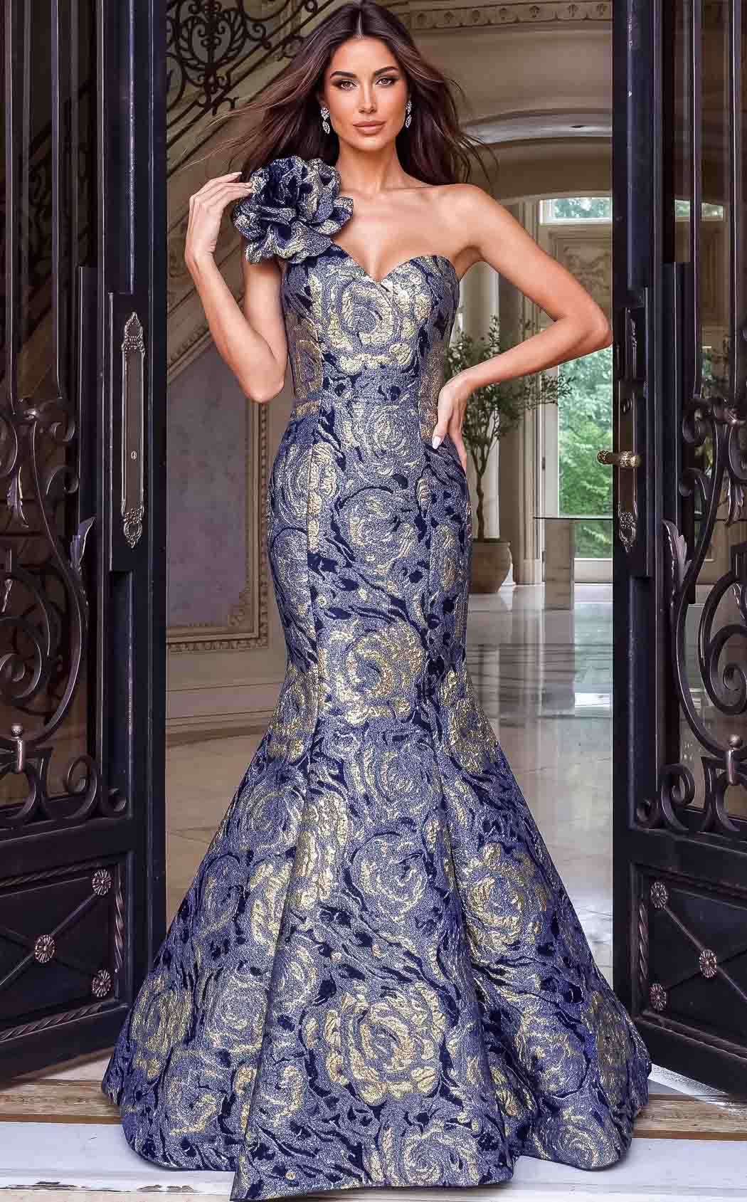 Jovani 52370 Blue-Gold