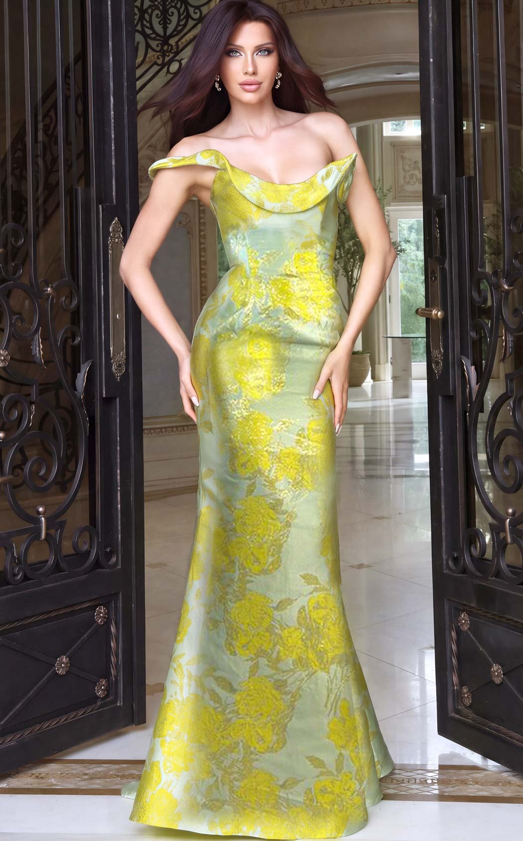 Jovani 53508 Yellow-Print