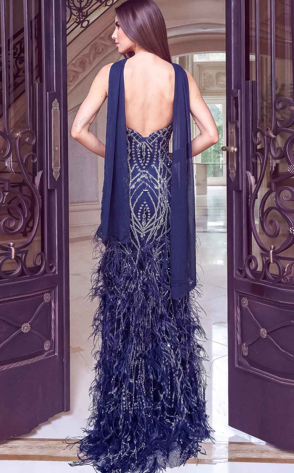 Jovani 53523 Navy/Silver