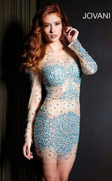 Jovani 7757 Nude/Aqua