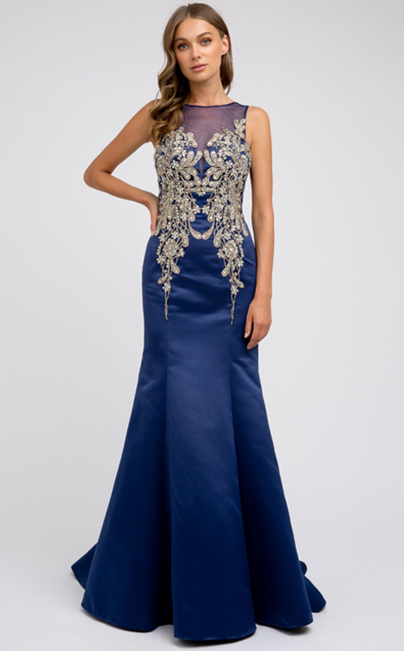 Juliet 676 Cold-Shoulder Formal A-line Dress