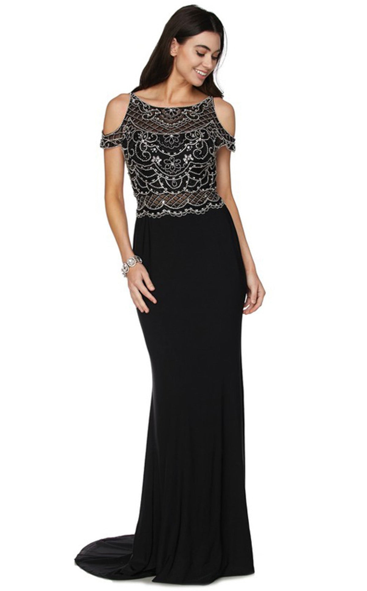 macy's holiday dresses womens Juliet Slinky Maxi Dress With Scarf - Black main image 1