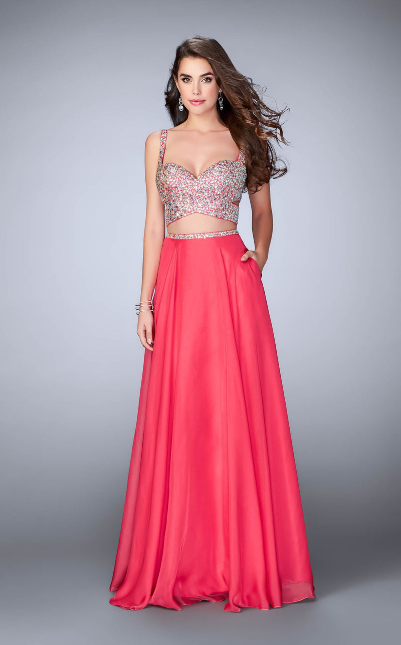 La Femme 23966 Prom Dress - Light-Watermelon | NewYorkDress La Femme 23966 Prom Dress - Light-Watermelon | NewYorkDress