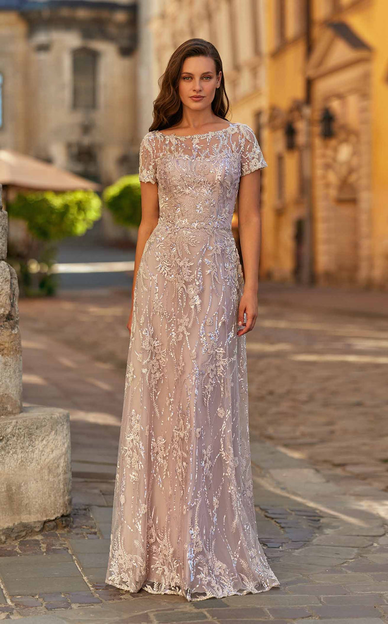 la femme gold dress 31838 Column Tulle Light Mauve 6 beads chain Go with fun Buy Indian Engagement Outfits Size:6 UK / 7 US