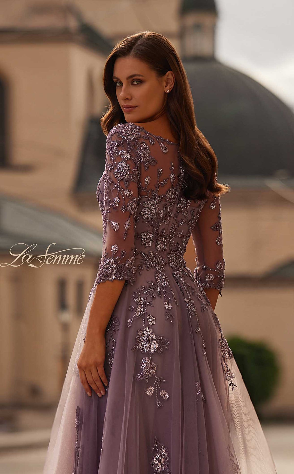 strapless open back dress Two Piece High Low Lace Top Pink Long Prom Dresses, Two Pieces Lace Pink  Formal Dresses, Pink Lace Evening Dresses