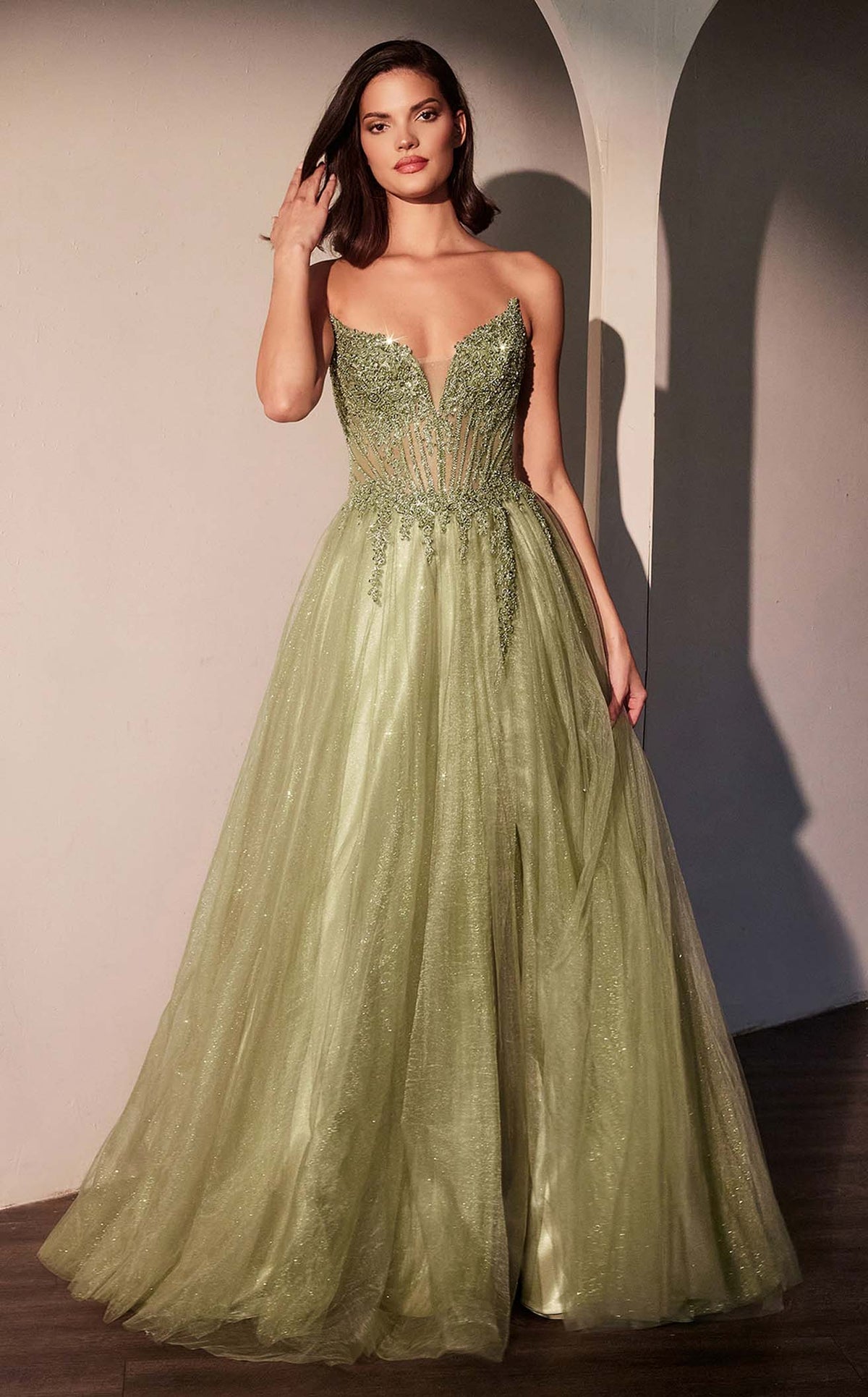 slim fit dress slacks Diamond Plait Neck Maxi Dress In Green main image 0