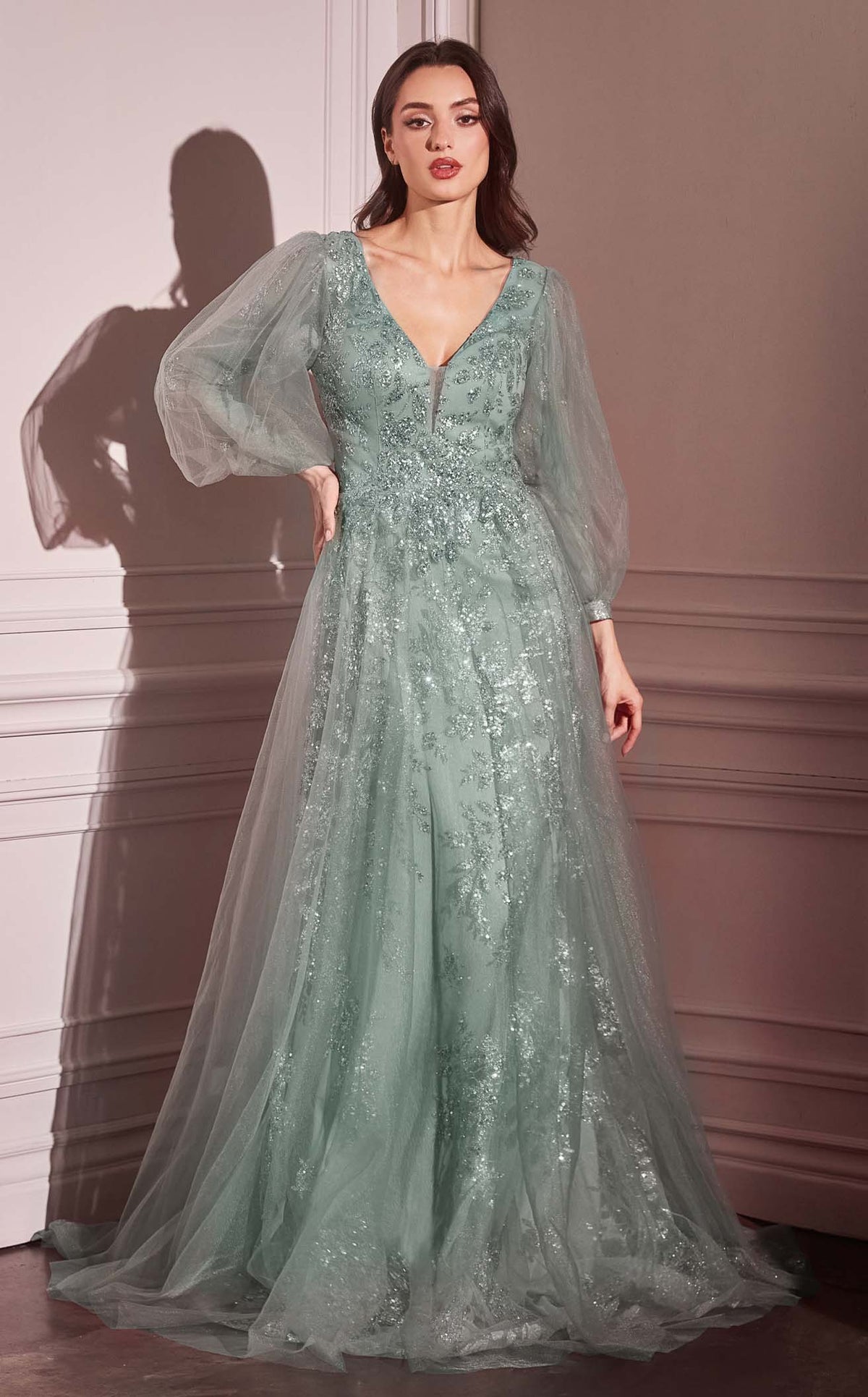 city chic divine whimsy maxi dress Ladivine CD0102 Prom Dress - Sage