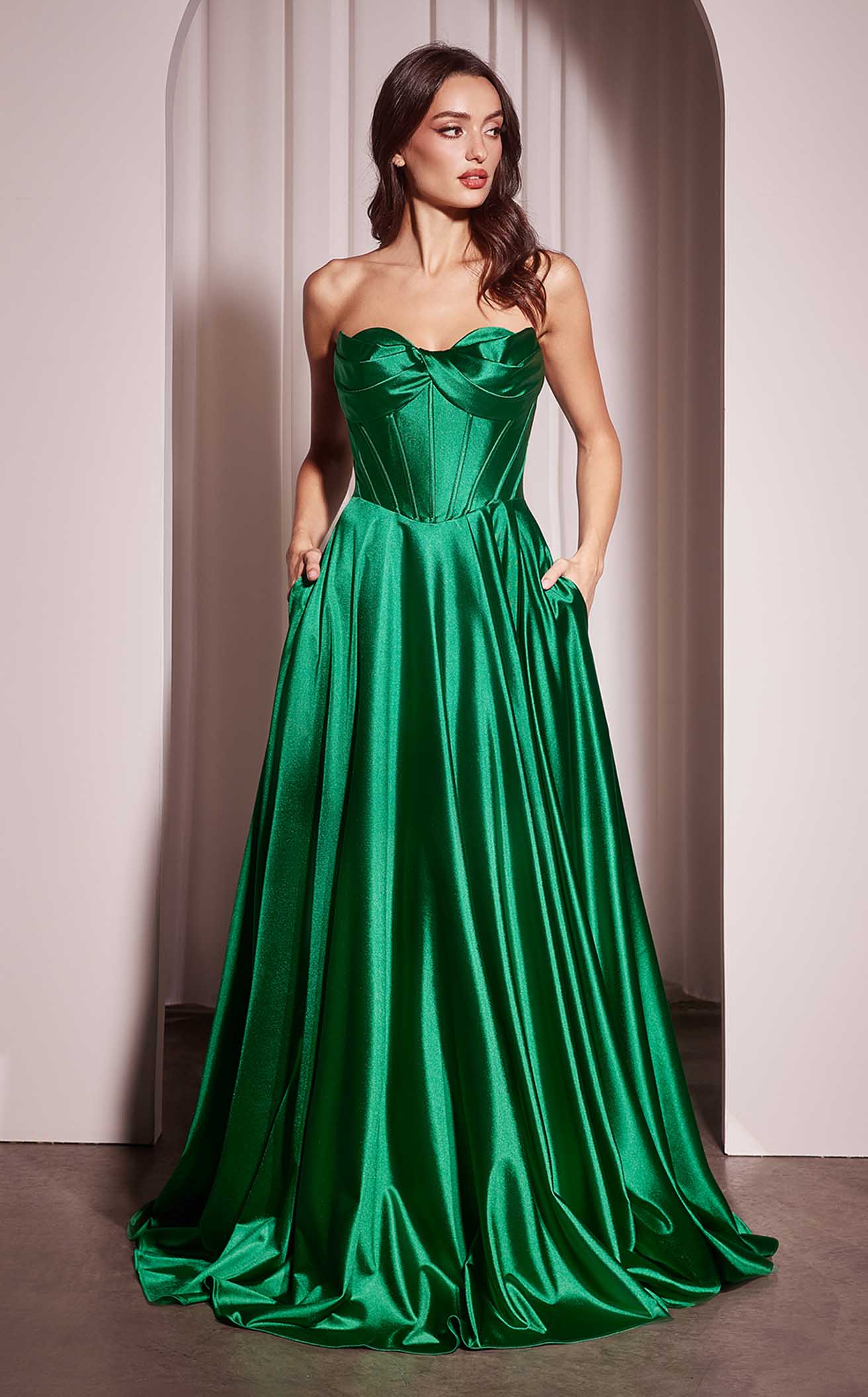 Ladivine CD395 Outdoor Soirees A-line Flowy Strapless Dress