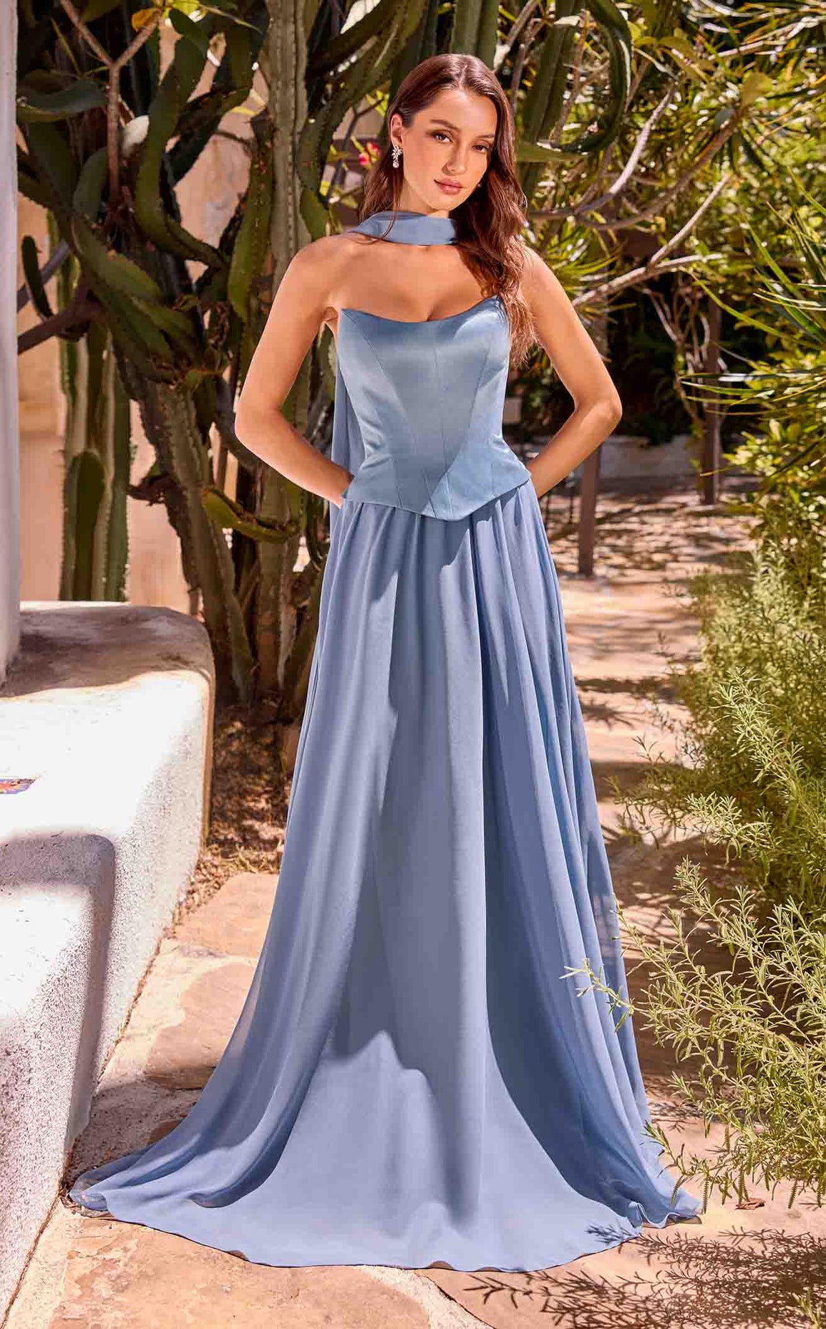 ladivine prom dress Ladivine CD386 Women's Formal Evening & Wedding Guest Dress - Smoky Blue