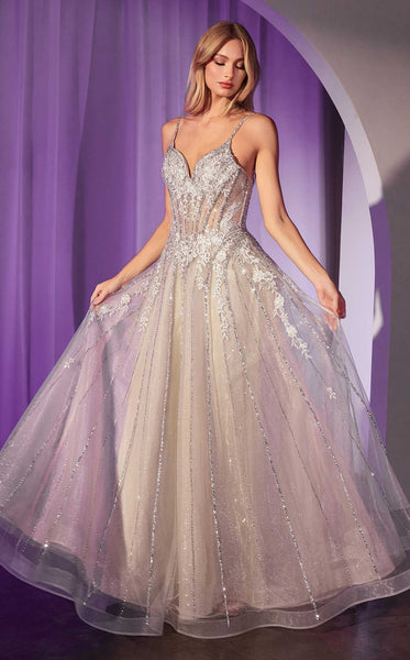 strapless open back dress Ladivine CD786 Prom Dress - Silver