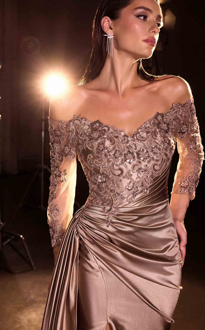 Ladivine CDS549 Prom Dress - Mocha-Gold