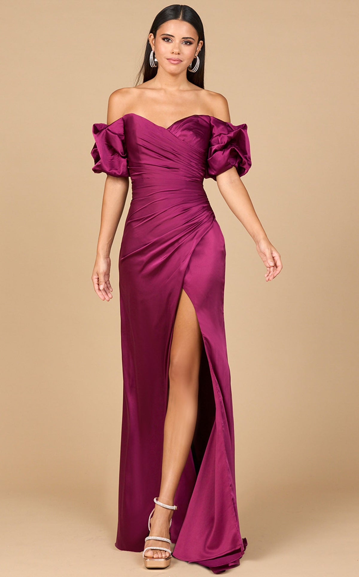 lara evening dresses 28957 Dress Column Satin Wine 12 Green Sizes Color:Floral Brick Red White design:Shawl Handmade Flowers Pink Tulle