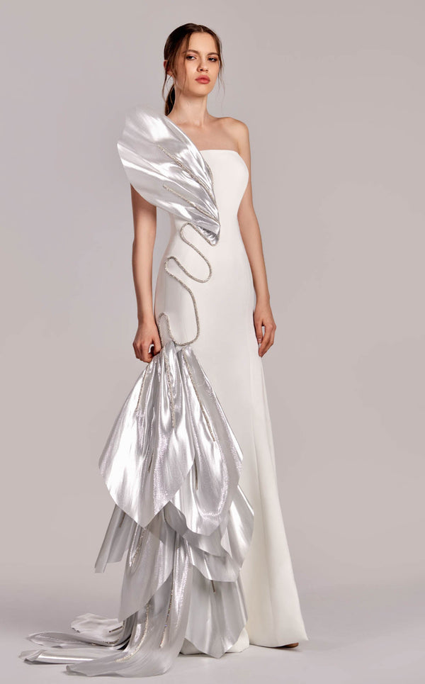 MNM Couture G1824 Off White Silver