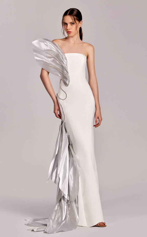 MNM Couture G1824 Off White Silver