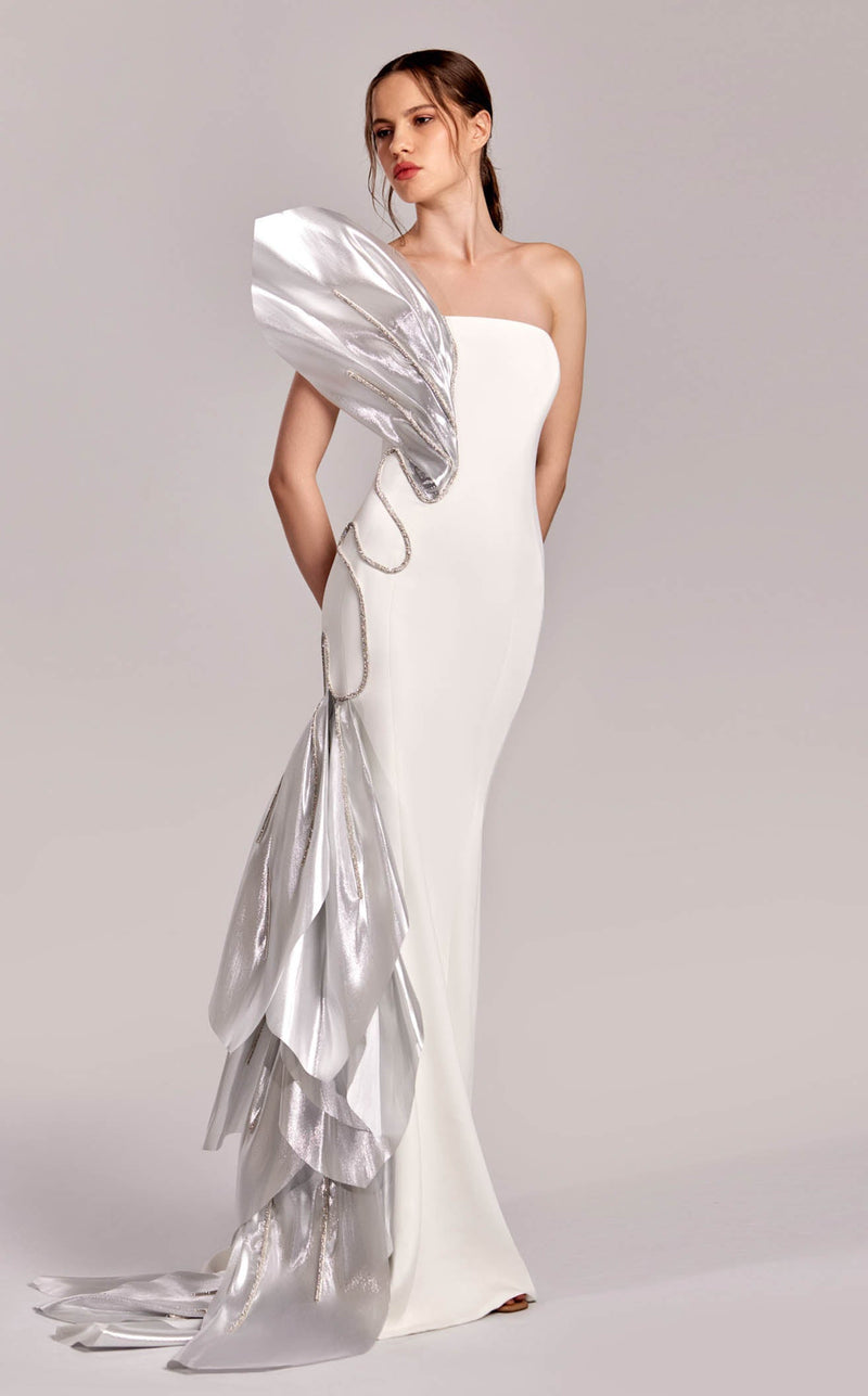 MNM Couture G1824 Off White Silver