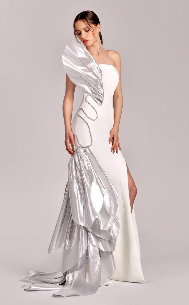 MNM Couture G1824 Off White Silver